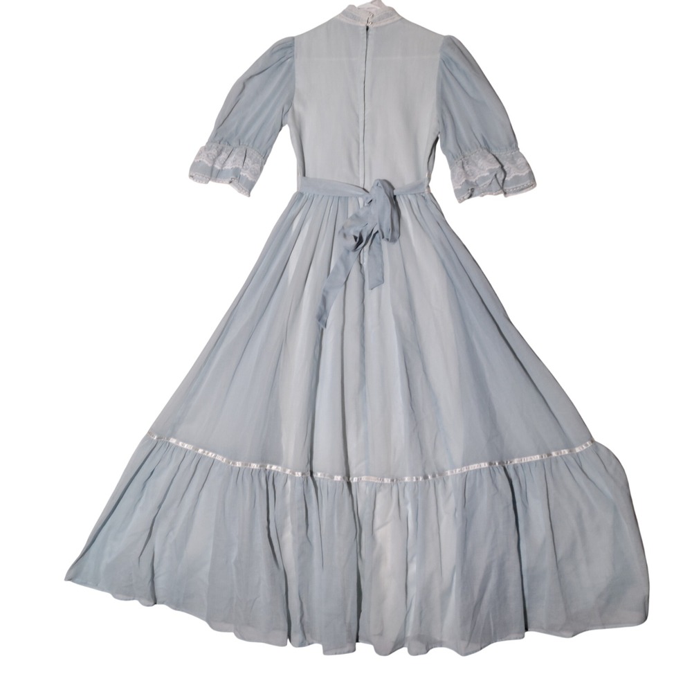 Gunne Sax Jessica San Francisco Light Blue Lace Prairie Maxi Dress - Imperfect